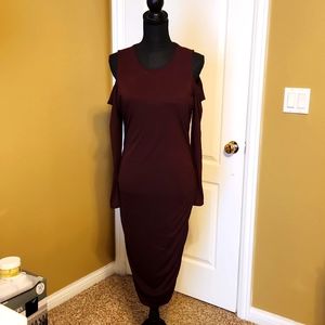 BAR III Cut Out Shoulder dress.  Deep Merlot color.  Size Large.   New With Tags